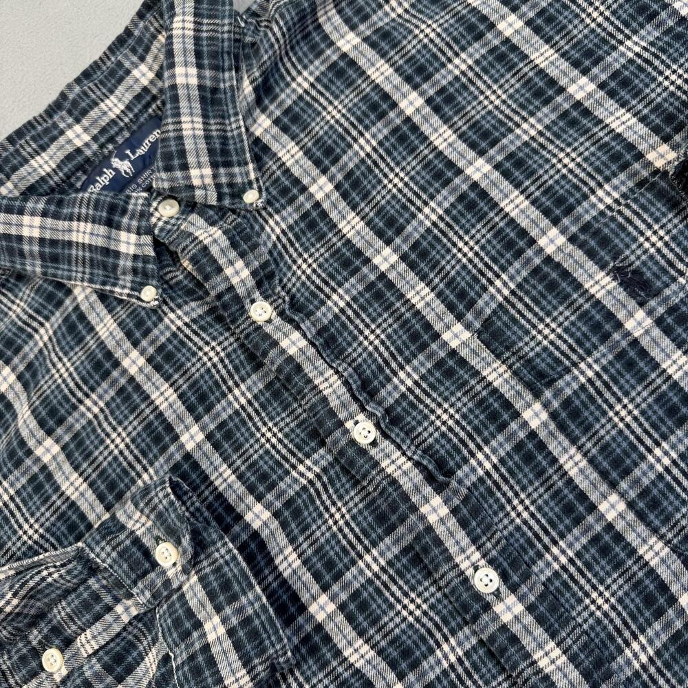 Ralph Lauren Shirt Mens XL Green Plaid Flannel Big Shirt Button Down Cotton